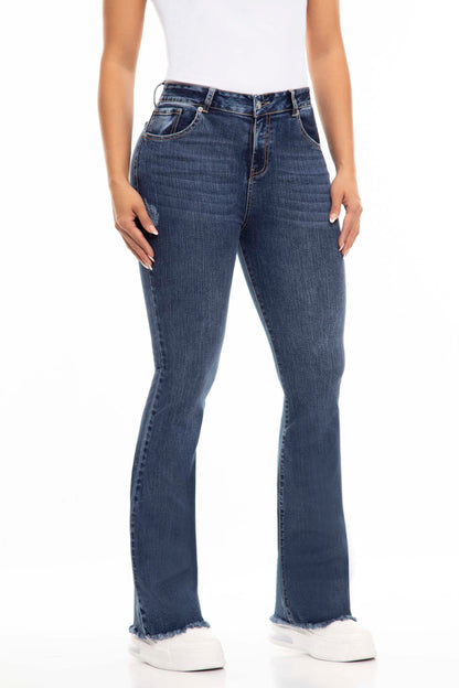 Ref. S2461 Dark blue stretch bell-bottom jeans