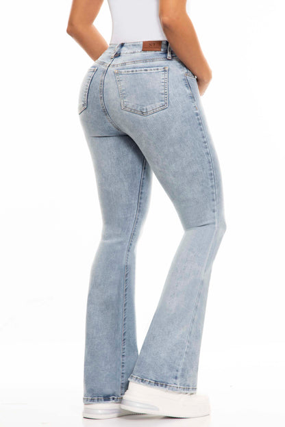 Ref. S2460 Light blue elastic flared casual jean