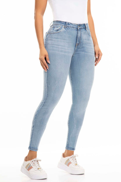 Ref. S2451 Light blue high-waisted skinny elastic jeans