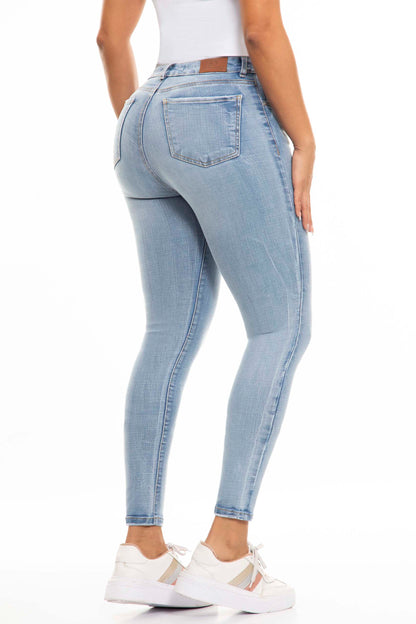 Ref. S2451 Light blue high-waisted skinny elastic jeans