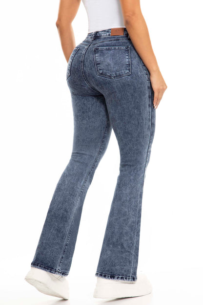 Ref. S2441 Classic high-rise bell-bottom elastic jean