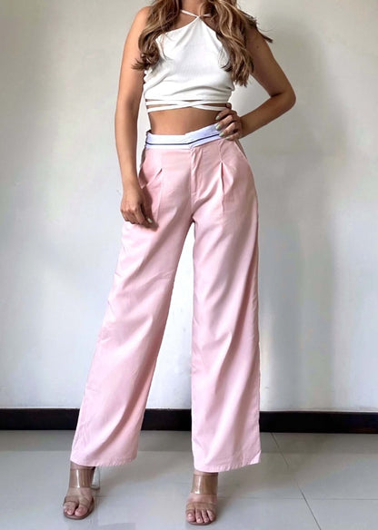 Ref. S2400 Classic high-waisted wide-leg trousers Pink